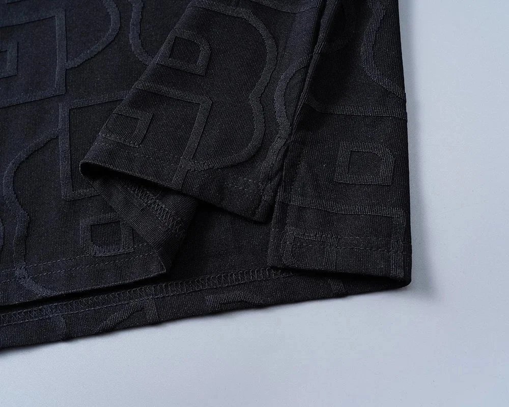 BOSS Short Sleeve T-Shirt Black White Gray Patterned Casual