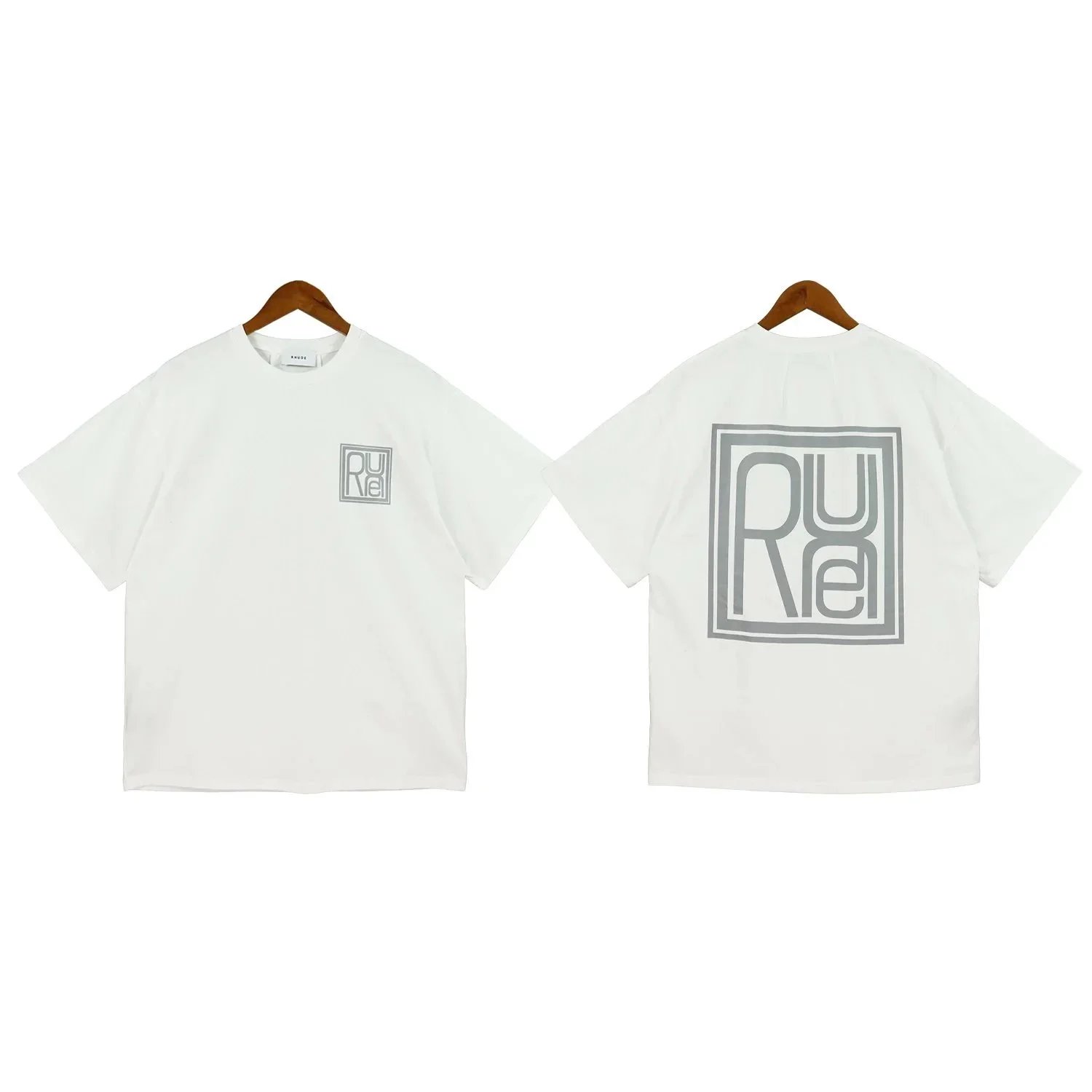 Rhude Graphic Print White Black Beige Casual T-Shirts