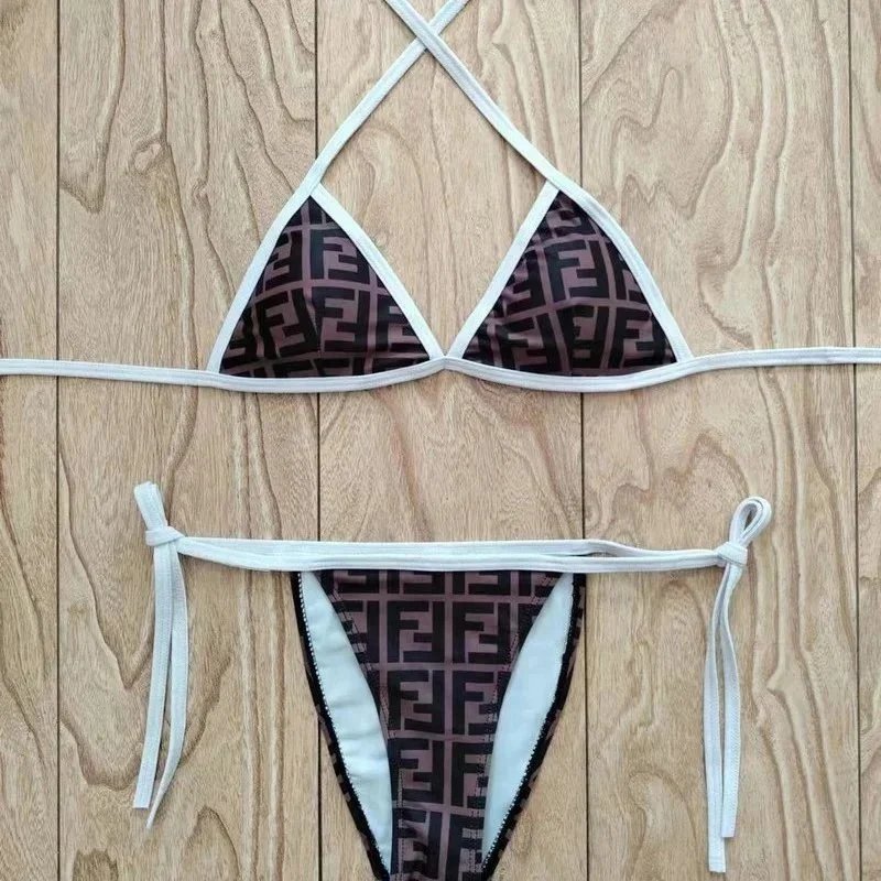 Dior Oblique Print Blue White Triangle Bikini Set