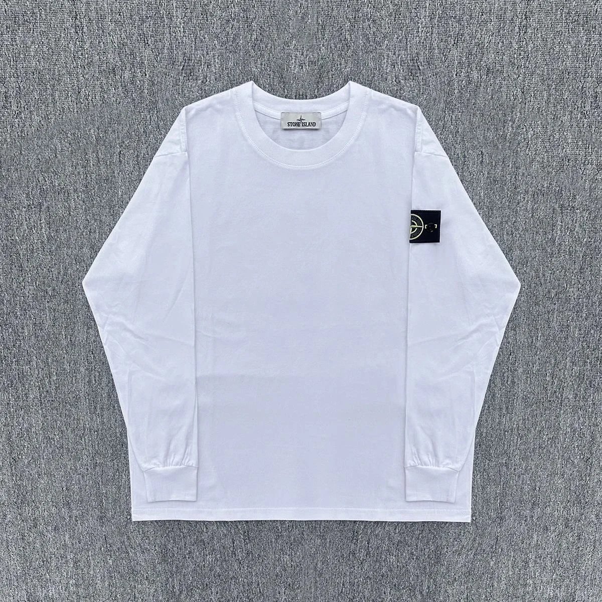 Stone Long Sleeve T White Shoulder