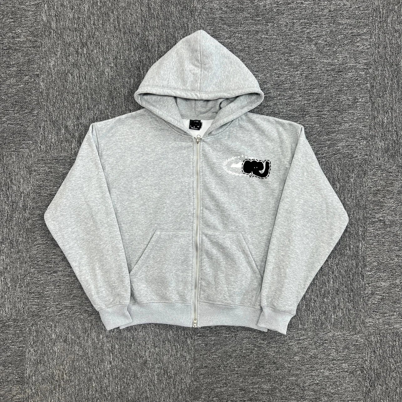 Grey white printed zipper sweater C-85