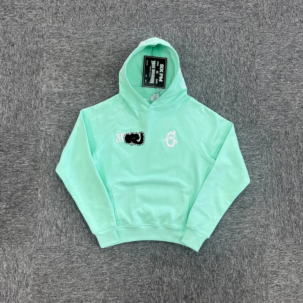 Co branded light green hoodie 6PM-2