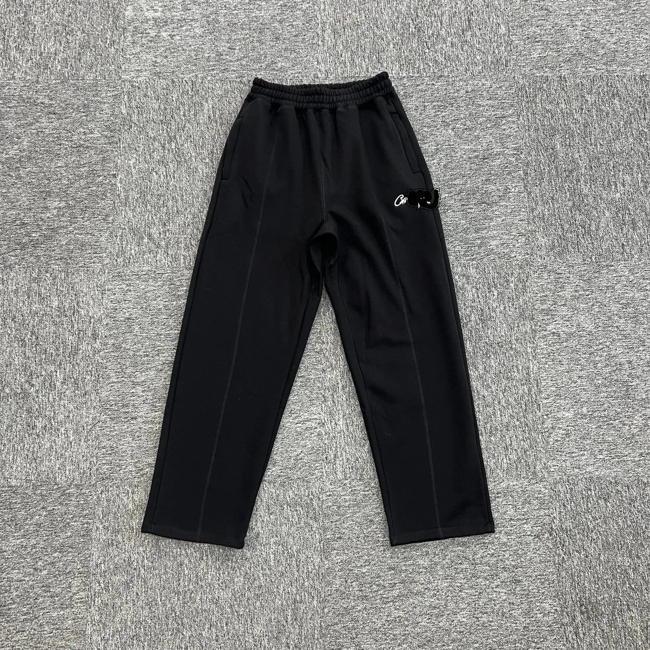 Black velvet lined sweatpants C-106