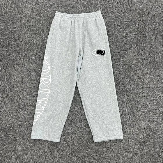 Grey white printed wide leg pants C-86