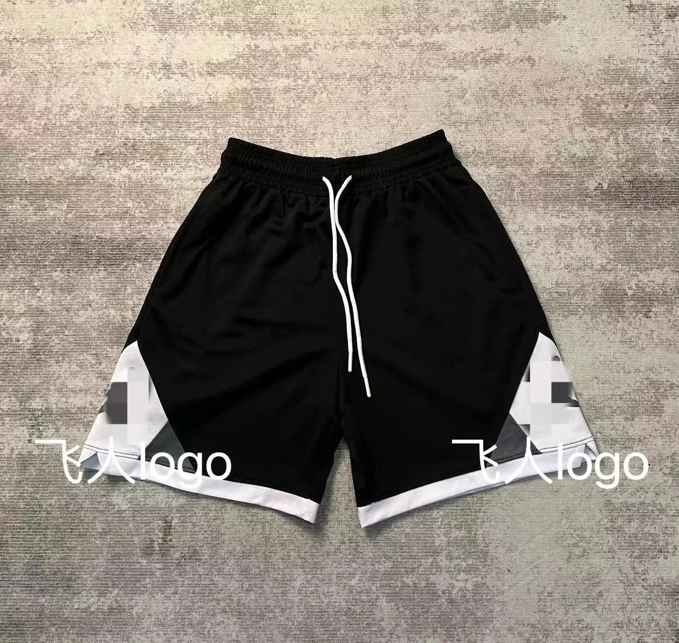 Design Basketball Shorts Black/White Geometric Panel Shorts - 1