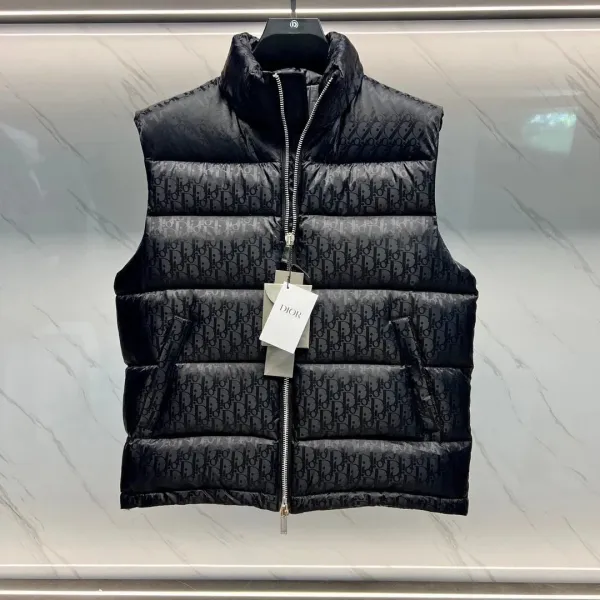 Dior Oblique Monogram Quilted Puffer Vest Black - 1
