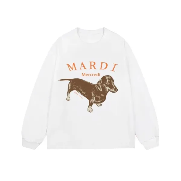 Mardi Mercredi Dachshund Graphic Long-Sleeve T-Shirt White - 1