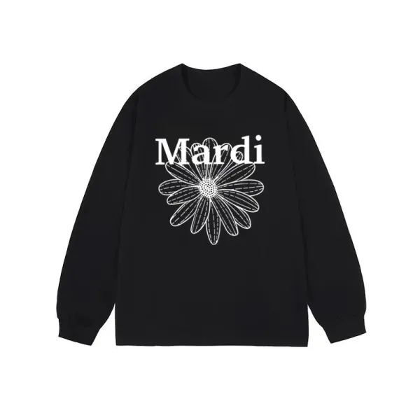 Mardi Daisy Graphic Long-Sleeve T-Shirt Black - 1