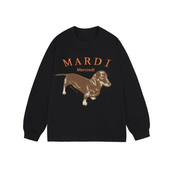 Mardi Mercredi Dachshund Graphic Long-Sleeve T-Shirt Black - 1