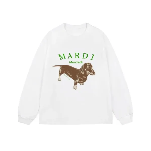 Mardi Mercredi Dachshund Graphic Long-Sleeve T-Shirt White - 1