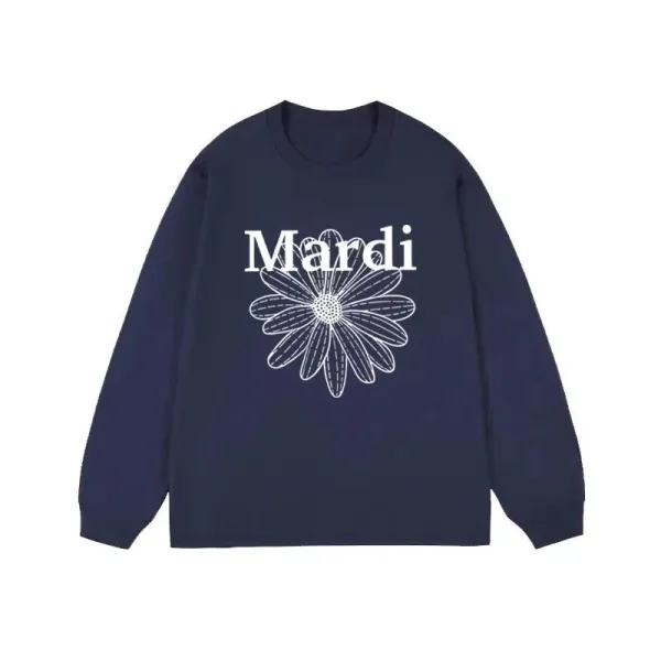 Mardi Daisy Print Navy Long-Sleeve T-Shirt - 1