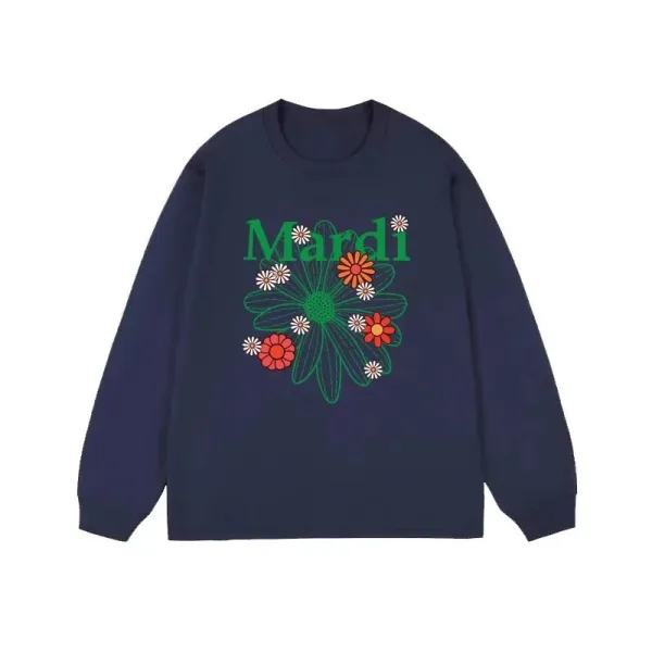Mardi Floral Graphic Long-Sleeve T-Shirt Navy - 1