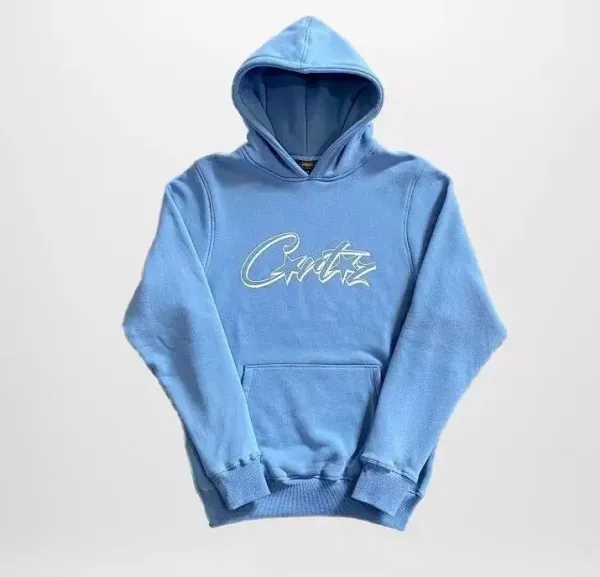 Corteiz Logo Embroidered Light Blue Hoodie - 1