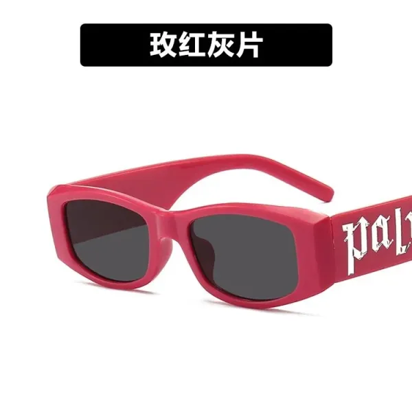 Palm Angels Rectangular Sunglasses Rose Red Gray Lens - 1