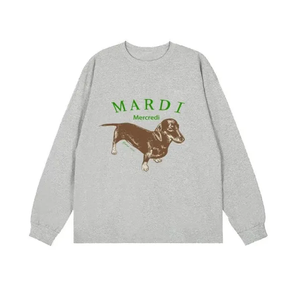 Mardi Mercredi Dachshund Graphic Long-Sleeve Tee Gray - 1