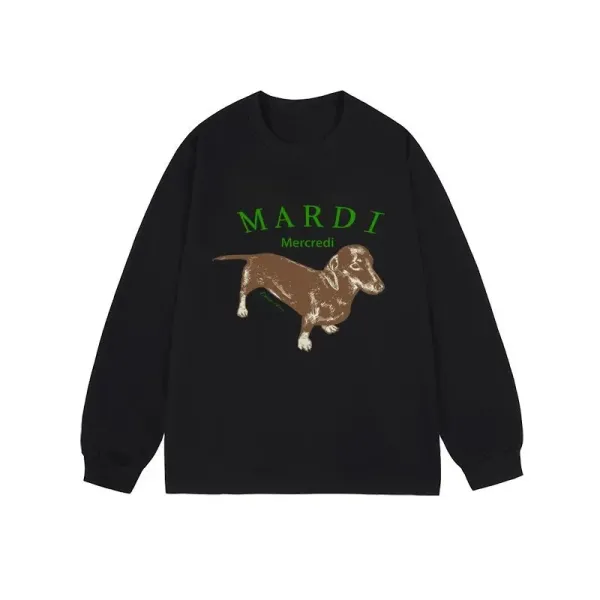 Mardi Mercredi Dachshund Graphic Long-Sleeve Tee Black - 1