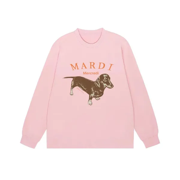 Mardi Mercredi Dachshund Graphic Long-Sleeve Tee Pink - 1