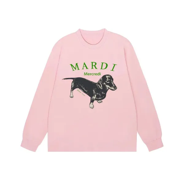 MARDI Mercredi Dachshund Graphic Long-Sleeve T-Shirt Pink - 1