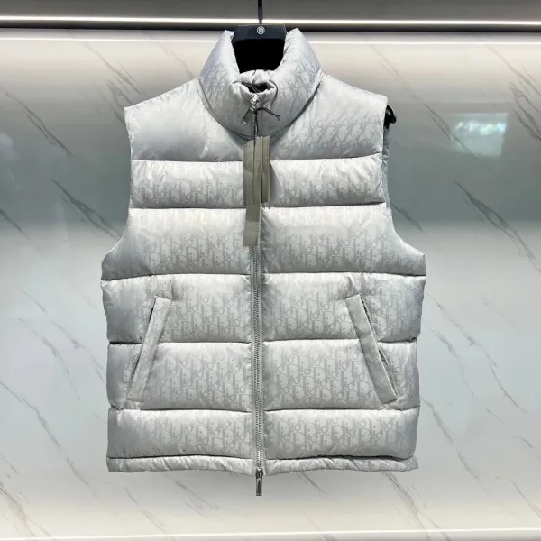 Dior Oblique Monogram Silver Puffer Vest - 1