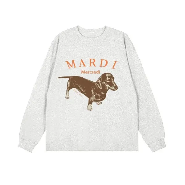 Mardi Mercredi Dachshund Graphic Long-Sleeve Tee White - 1
