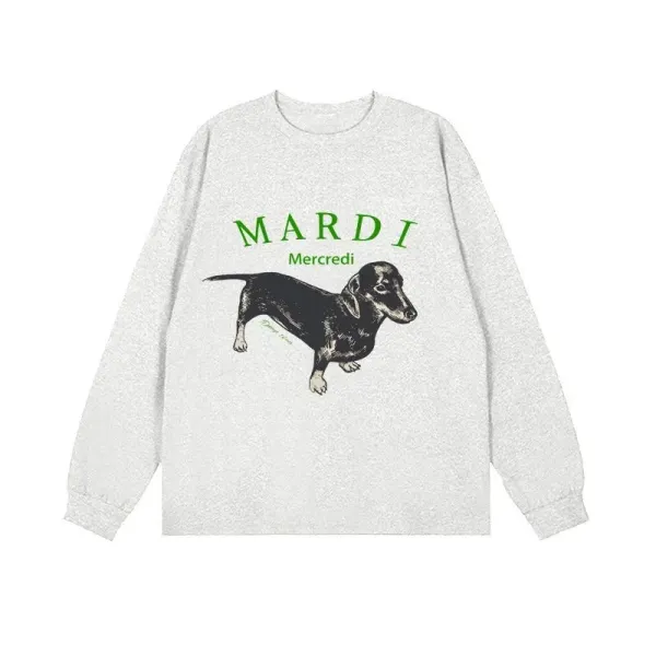 Mardi Mercredi Dachshund Graphic Long-Sleeve T-Shirt Gray - 1