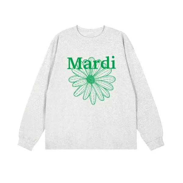 Mardi Daisy Graphic Long-Sleeve T-Shirt White - 1