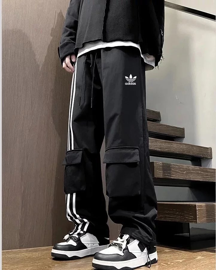 Black Cargo Shorts with Ship Logo Design
