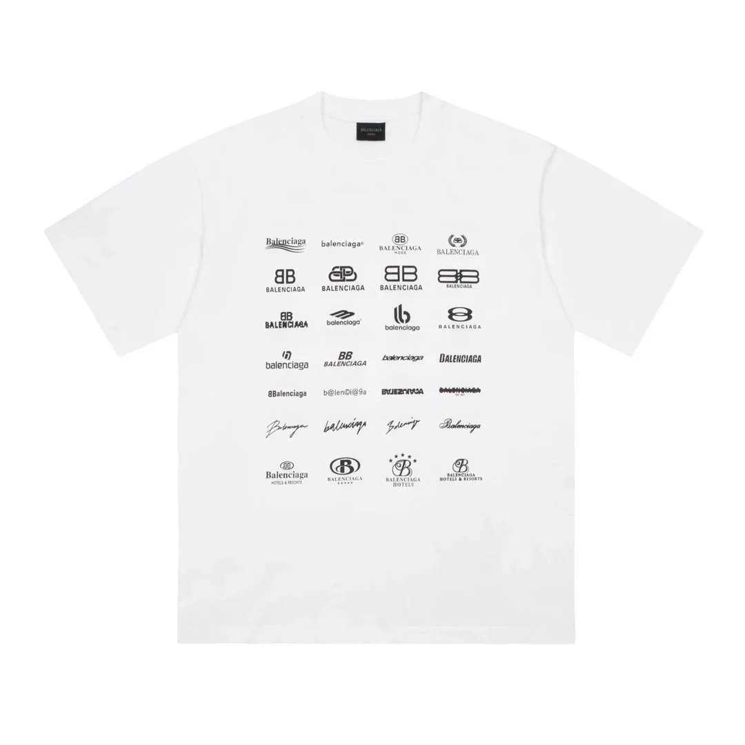 Balenciaga BB Logo Distressed Print Black T-Shirt - 13