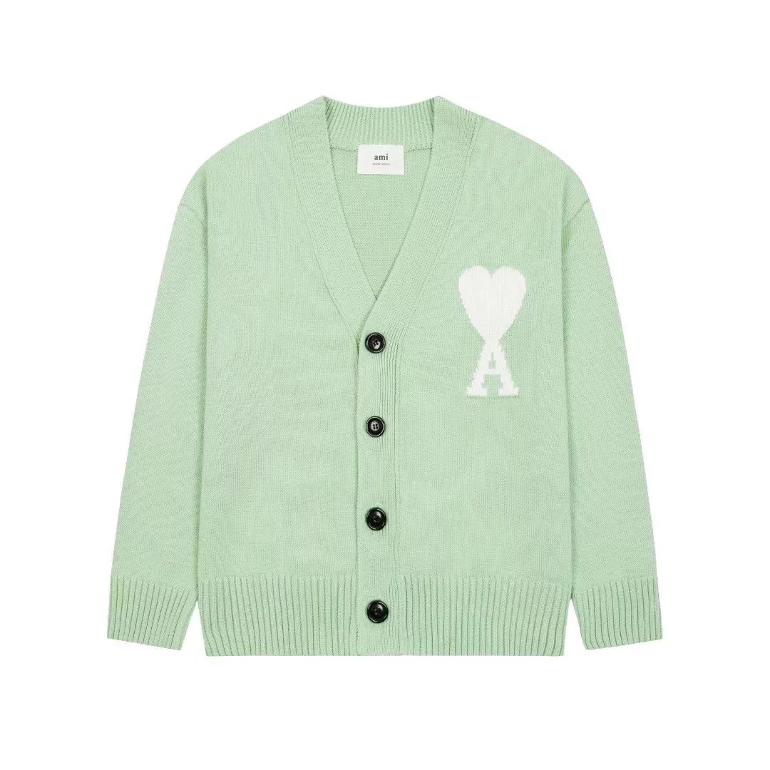 Ami Paris Heart Logo Cardigan White - 12