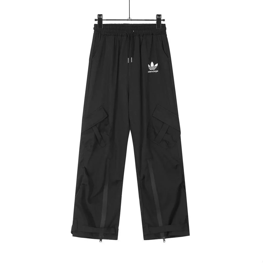 Black Cargo Shorts with Ship Logo Design