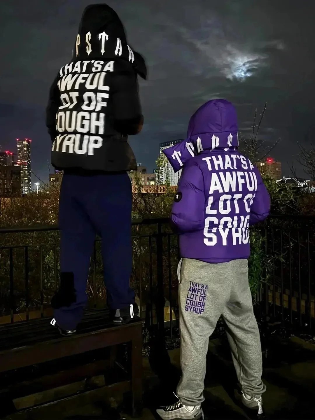 Trapstar Black and Purple Puffer Jackets