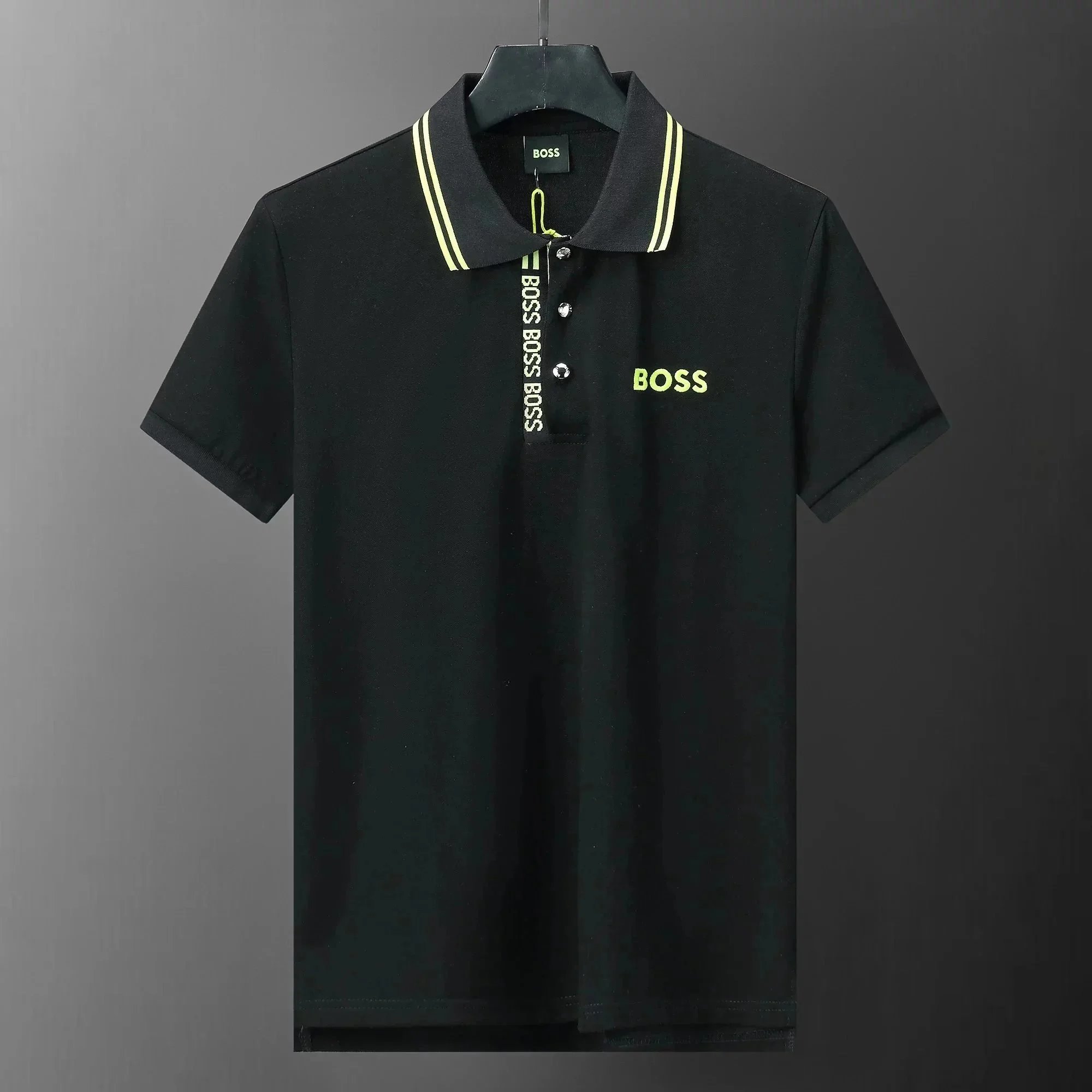 Hugo Boss Black Polo Shirt with Yellow Accents