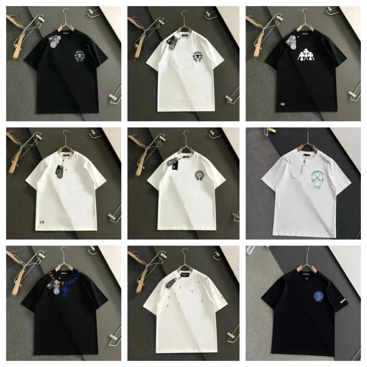 Chrome Hearts Black and White Short Sleeve T-Shirts