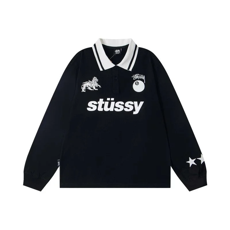 Stussy Lion 8 Ball Star Long Sleeve Polo