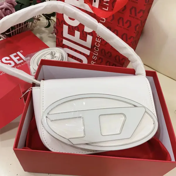 Diesel D-Logo Mini Top Handle Bag White Handbags - 1