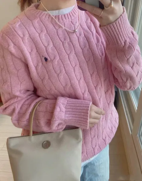 Ralph Lauren Cable Knit Pink Sweater - 1