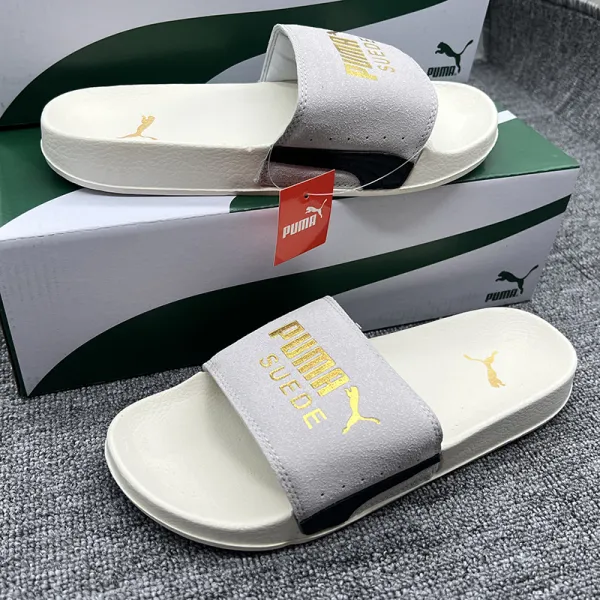 Puma Suede Slide Gray Gold Slippers - 1