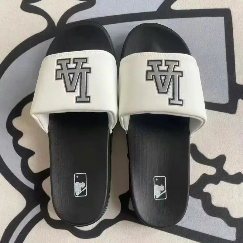 MLB Los Angeles Dodgers Slide Sandals White/Black Slippers - 1