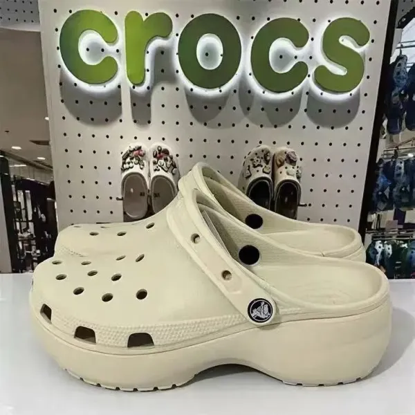 Crocs Classic Platform Clog Beige Casual Shoes - 1