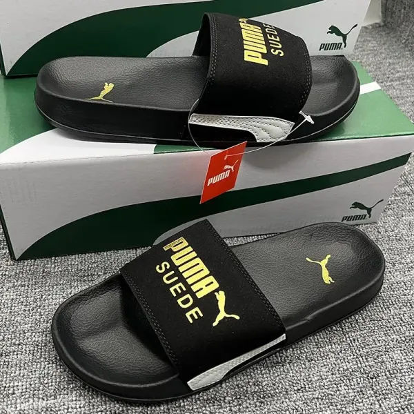 Puma Suede Slide Black Gold Sandals - 1