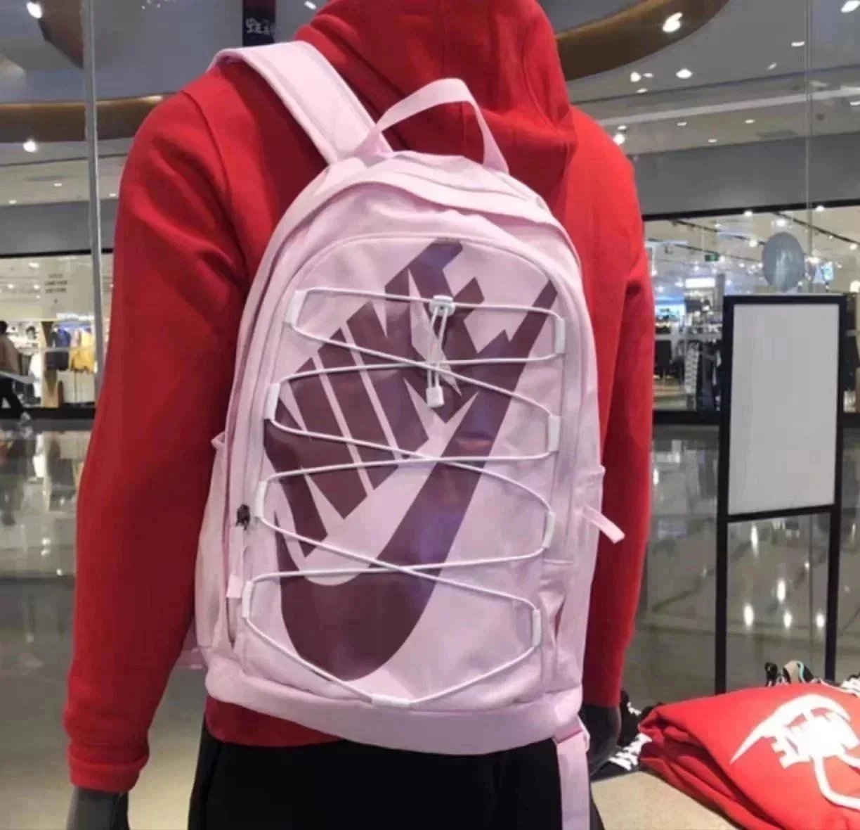 Nike Heritage Backpack Pink Gold Logo Casual Backpack - 7