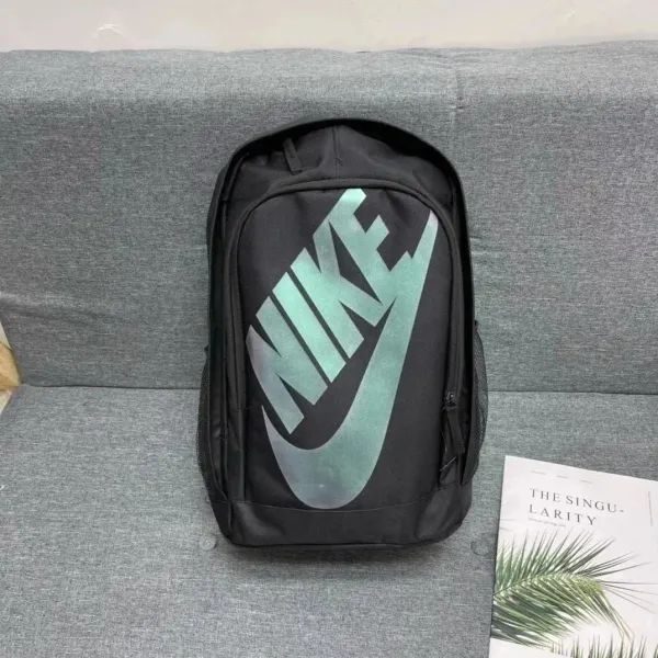 Nike Heritage Backpack Black with Holographic Green Swoosh - 1