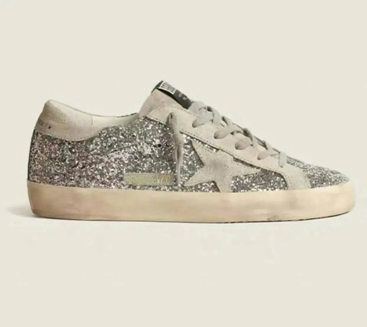 White Suede Tail Silver Plaid Upper