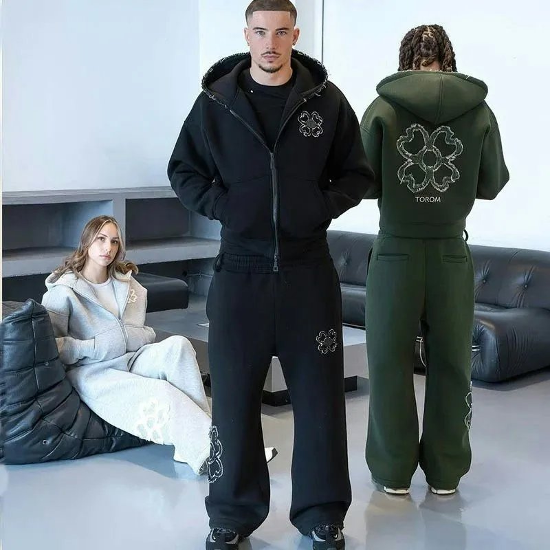 DT Long Sleeve & Short Sleeve Set Zip-Up Hoodie Jacket