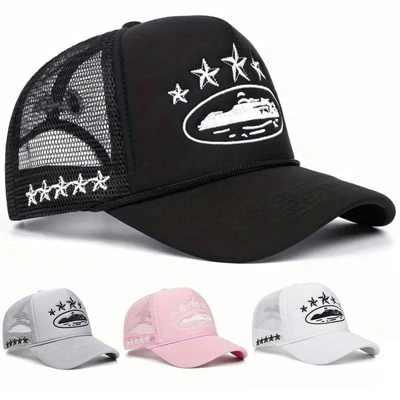 EM* Five-Star Printed Baseball Cap Outdoor Sponge Mesh Visor Hat Summer Breathable Driver Cap*