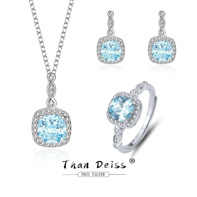 Alo Than Deiss Cushion-Cut Aquamarine Halo Jewelry Set T-Shirt