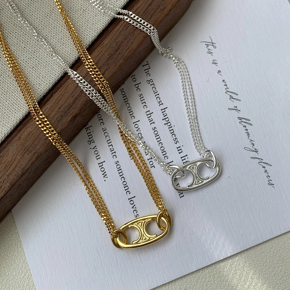 Double Chain Link Pendant Necklace T-Shirt