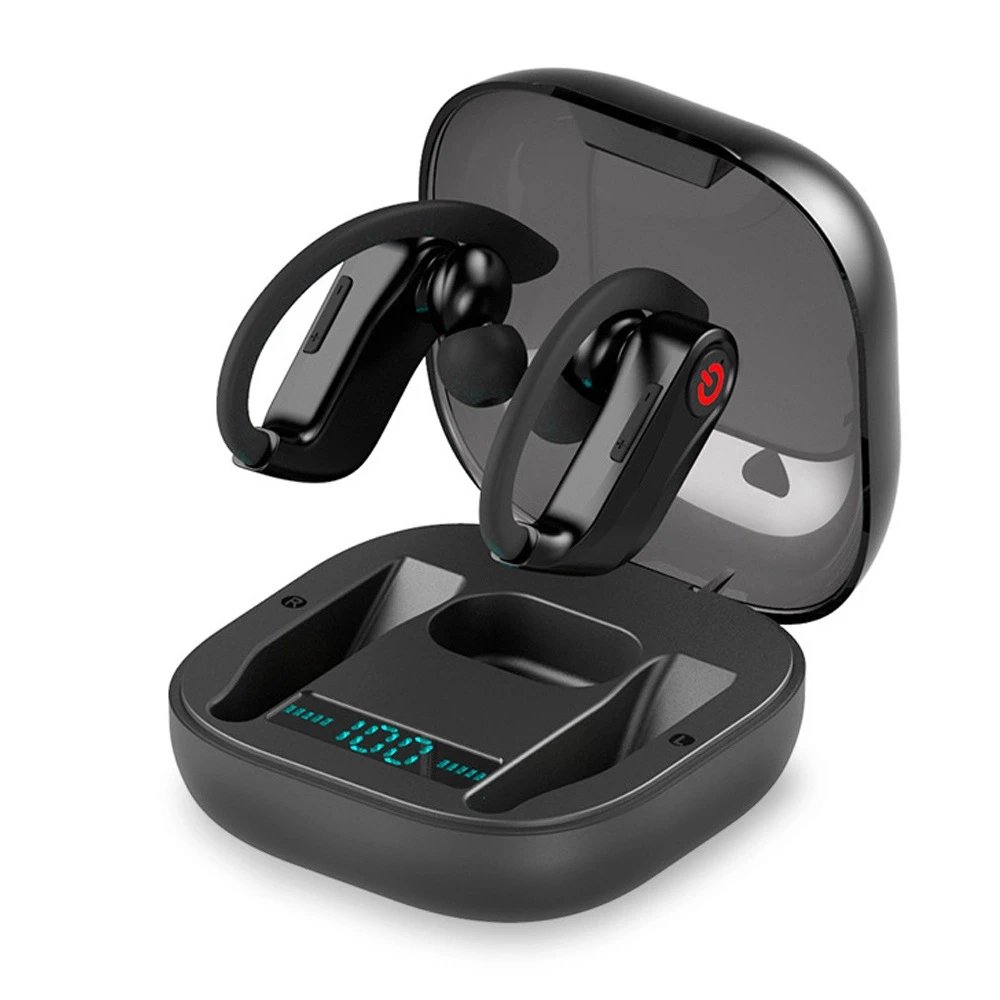 Wireless Earhook Headphones With Led Display Charging Case T-Shirt