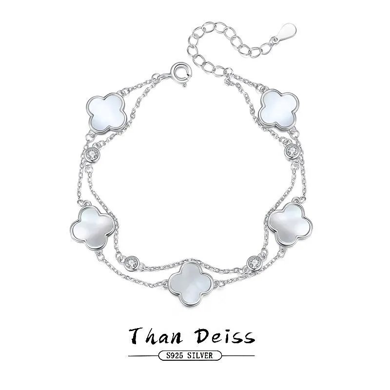 Louis Vuitton Than Deiss Clover Mother-Of-Pearl Bracelet S925 Silver T-Shirt