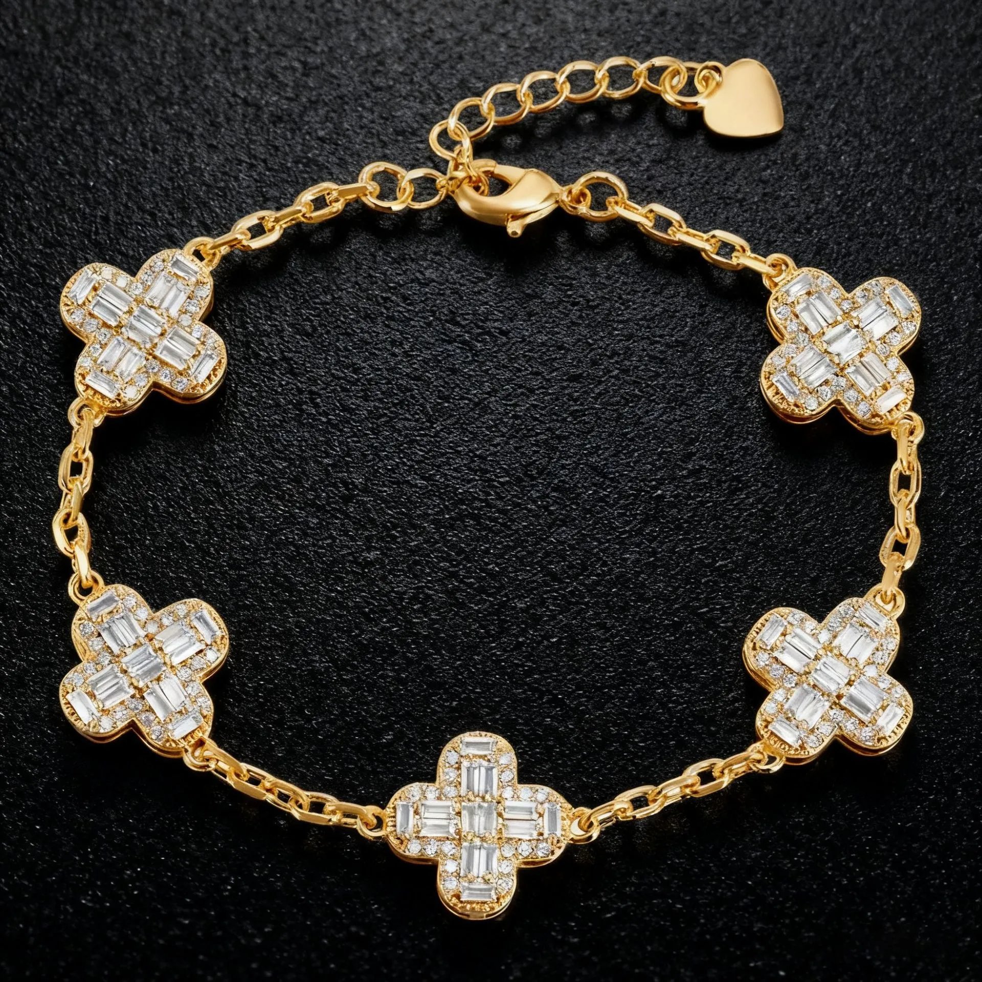 Luxury Four-Leaf Clover Charm Bracelet T-Shirt